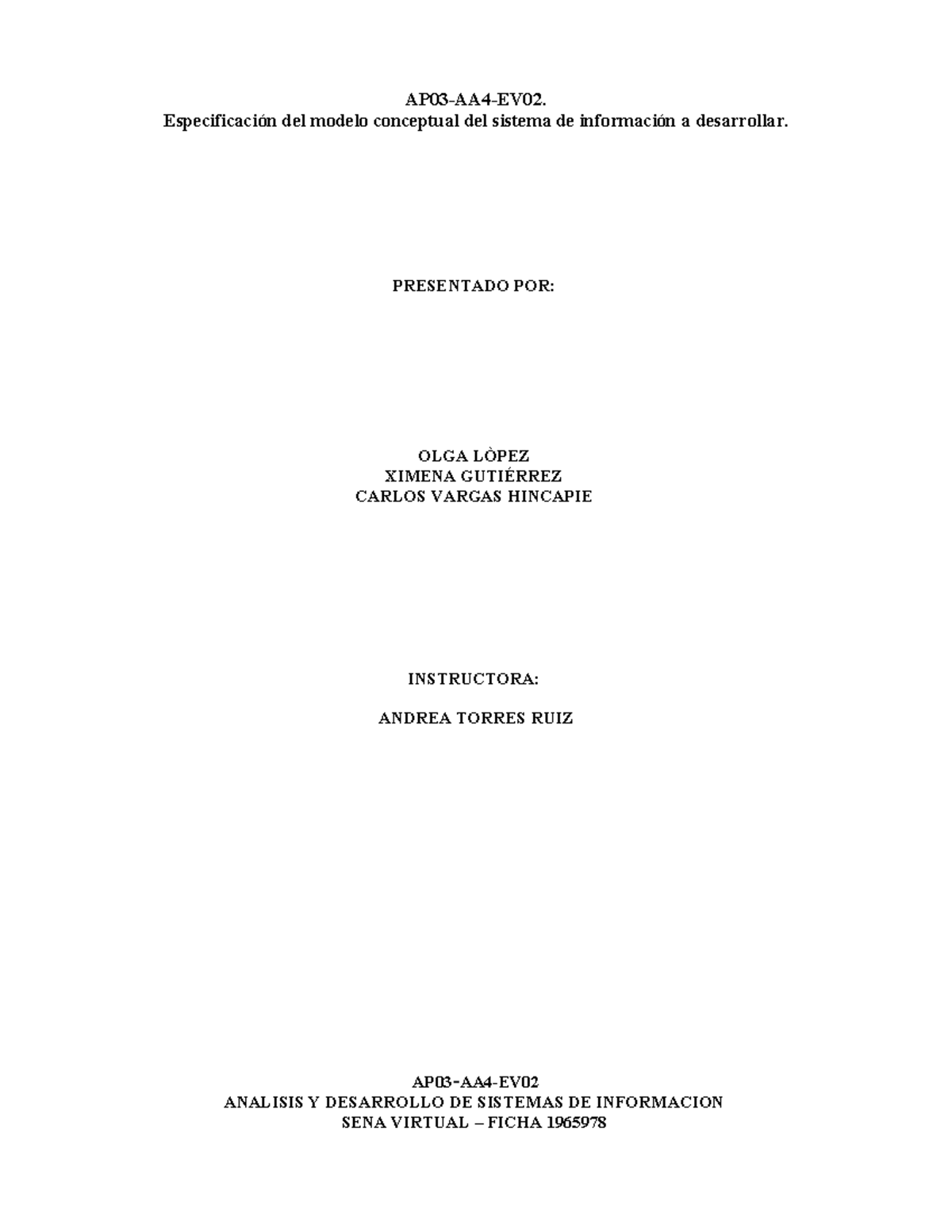 AP03 AA4 EV02 Especificacion del modelo - AP03-AA4-EV02. Especificación ...