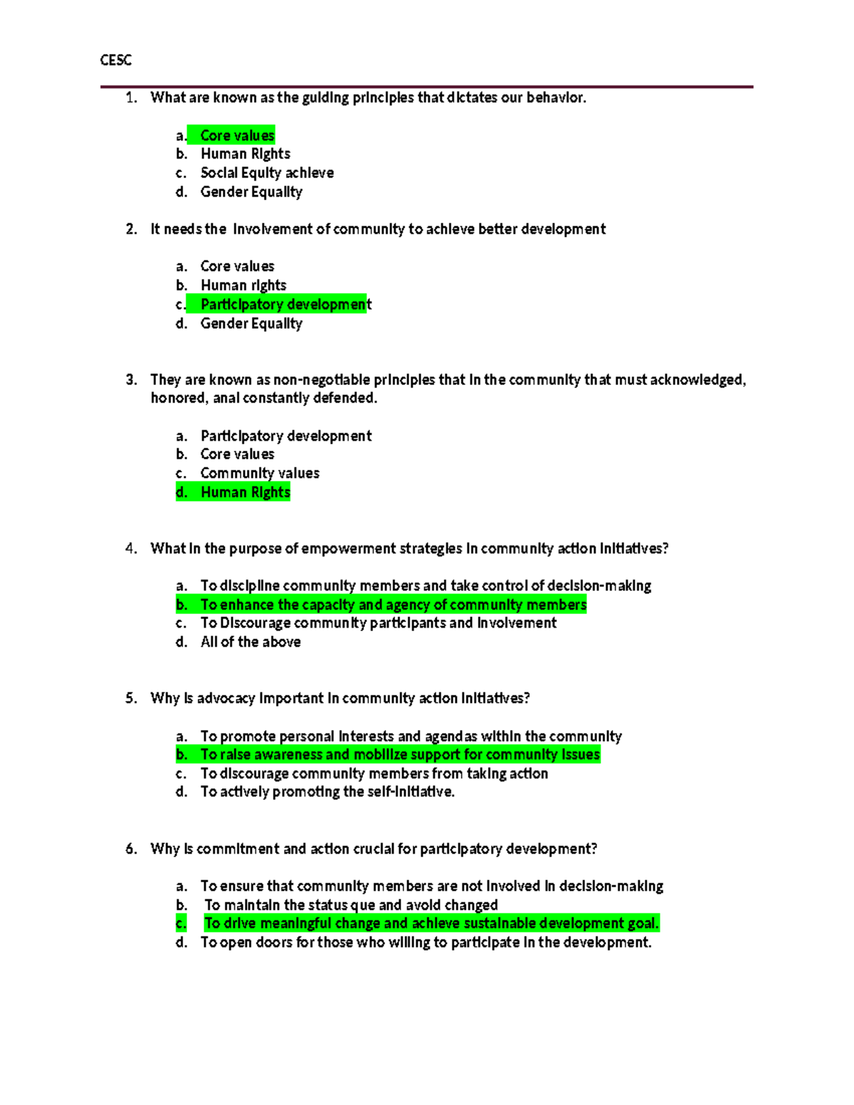 Document (3) - Advance reviewer - CESC What are known as the guiding ...