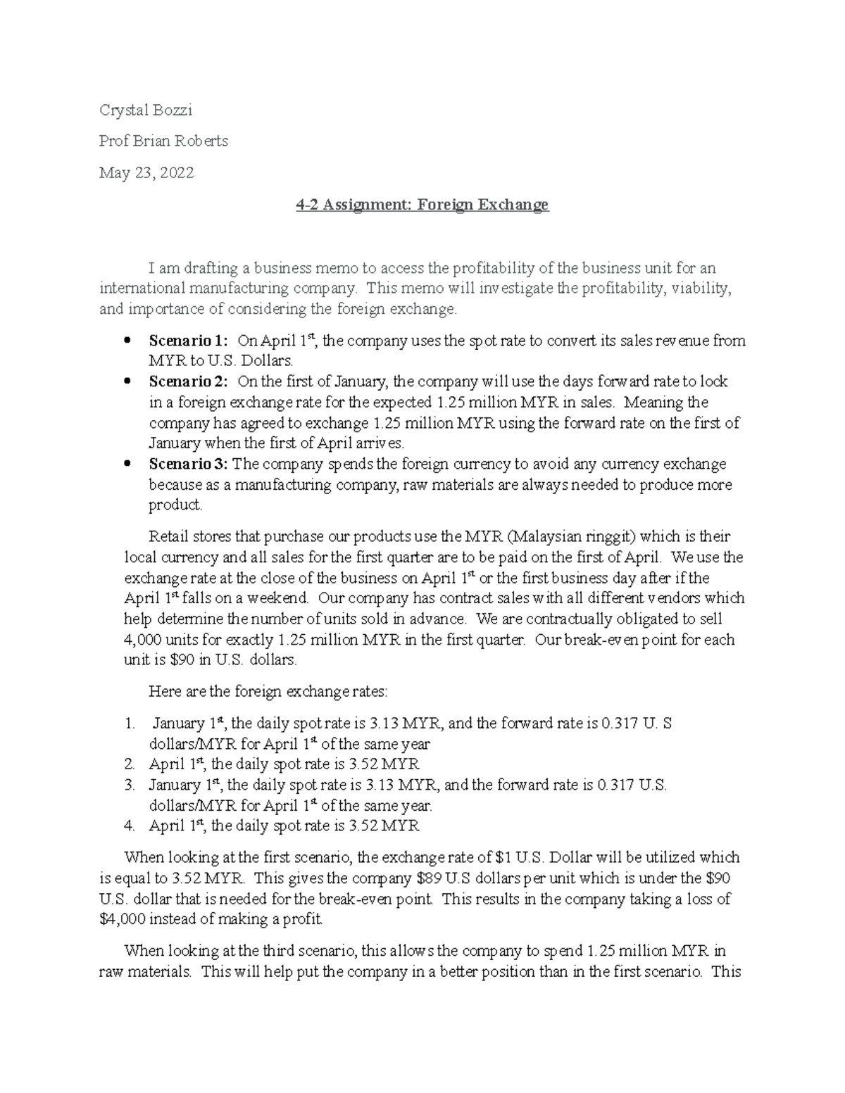 4 2 assignment foreign exchange