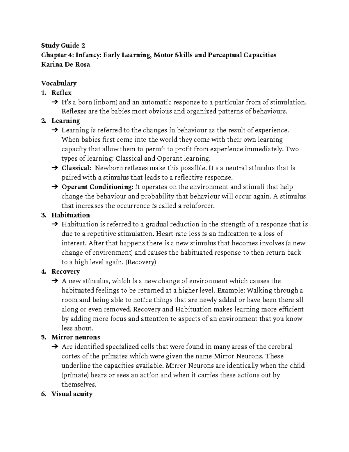 Child Development Study Guide 2 Chapter 4 Study Guide 2 Chapter 4