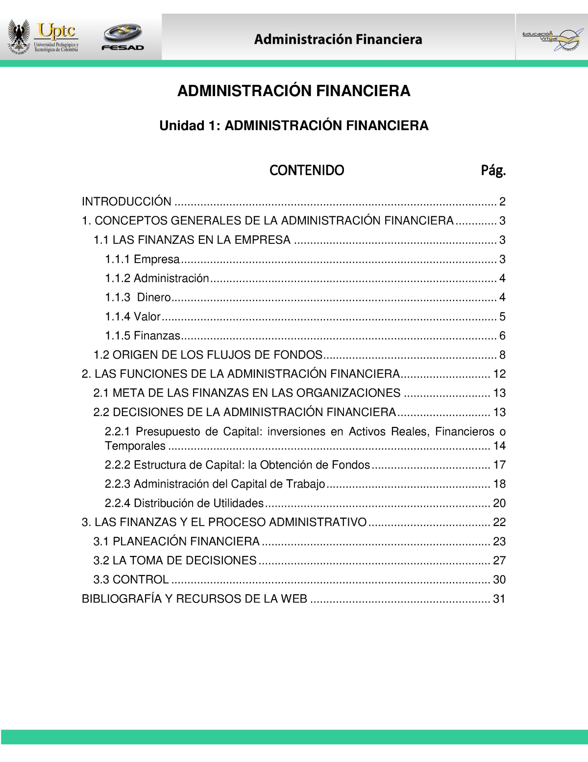 PDF Admon Financiera Unidad 1 - ADMINISTRACIÓN FINANCIERA Unidad 1 ...