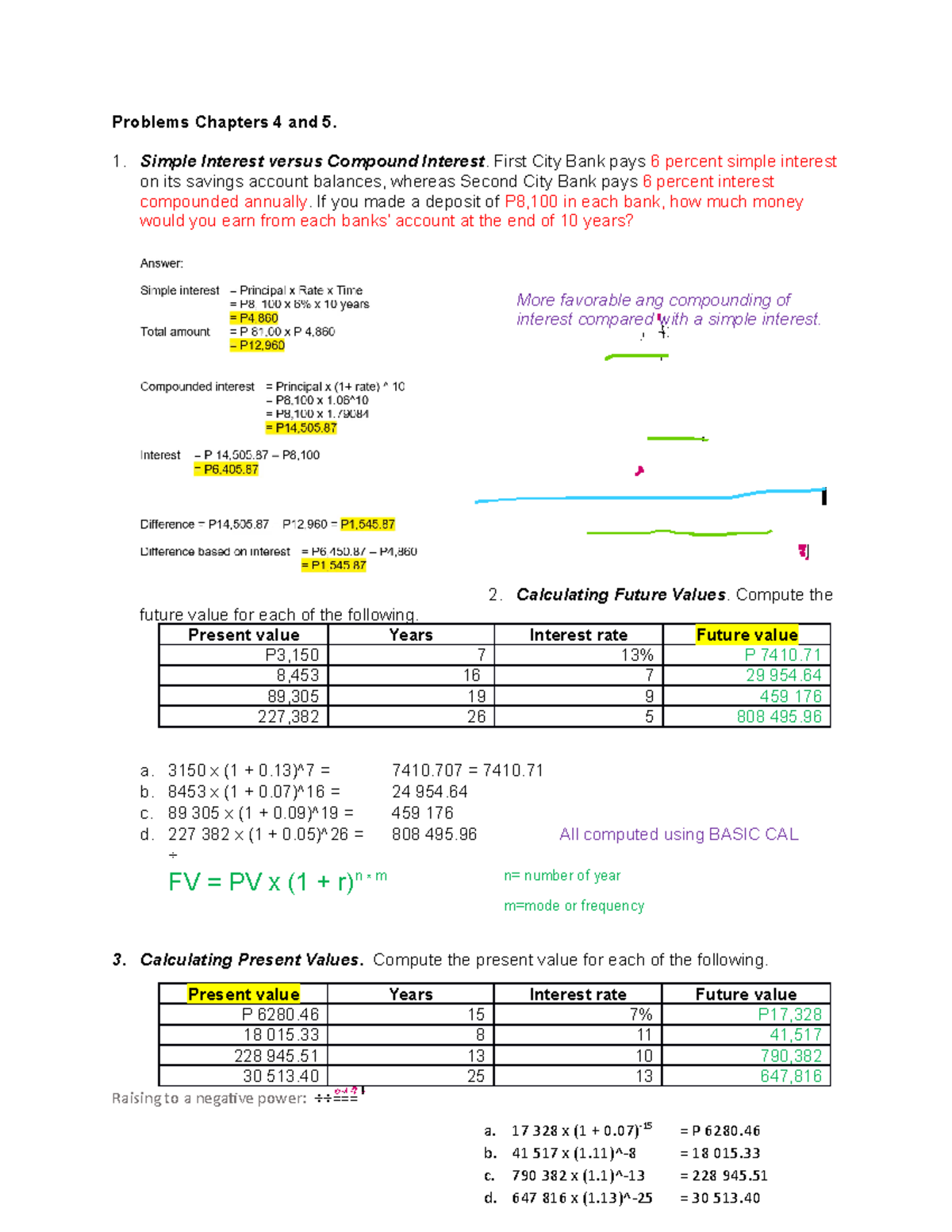 Time Value compiled docs - Problems Chapters 4 and 5. 1. Simple ...