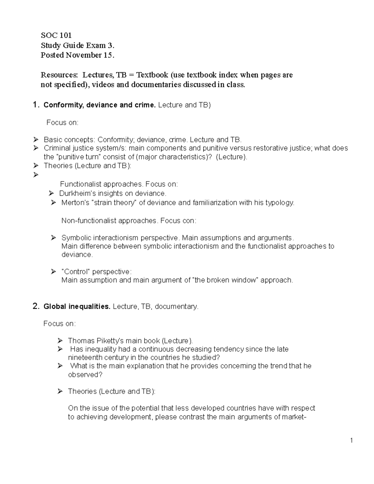 Soc 101 Exam 1 29 - kbosnvc