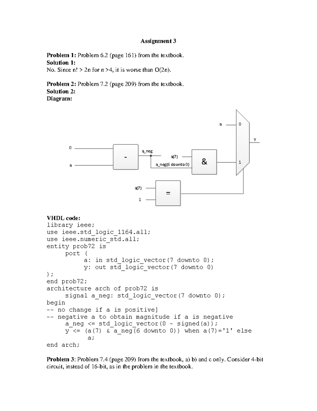 Assignment 3 with questions and solutions - Assignment 3 Problem 1 ...