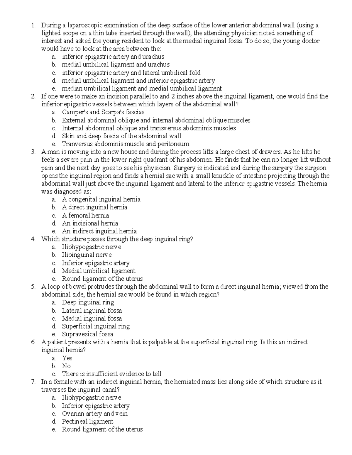 TTU Inguinal Region - practice questions - During a laparoscopic ...