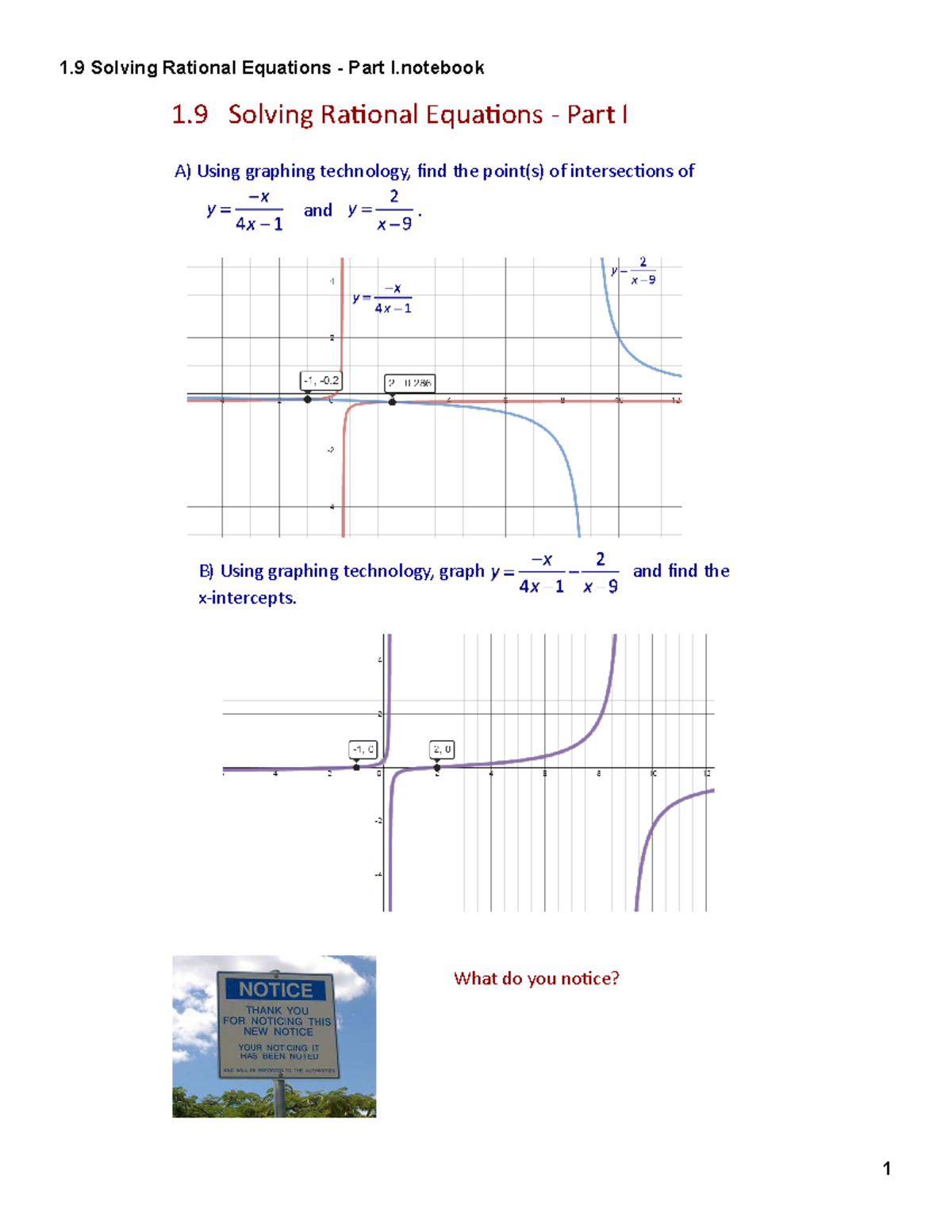 1.9 Solving Rat Express- Part 1 - 1 Solving Ra onal Equa ons - Part I A ...