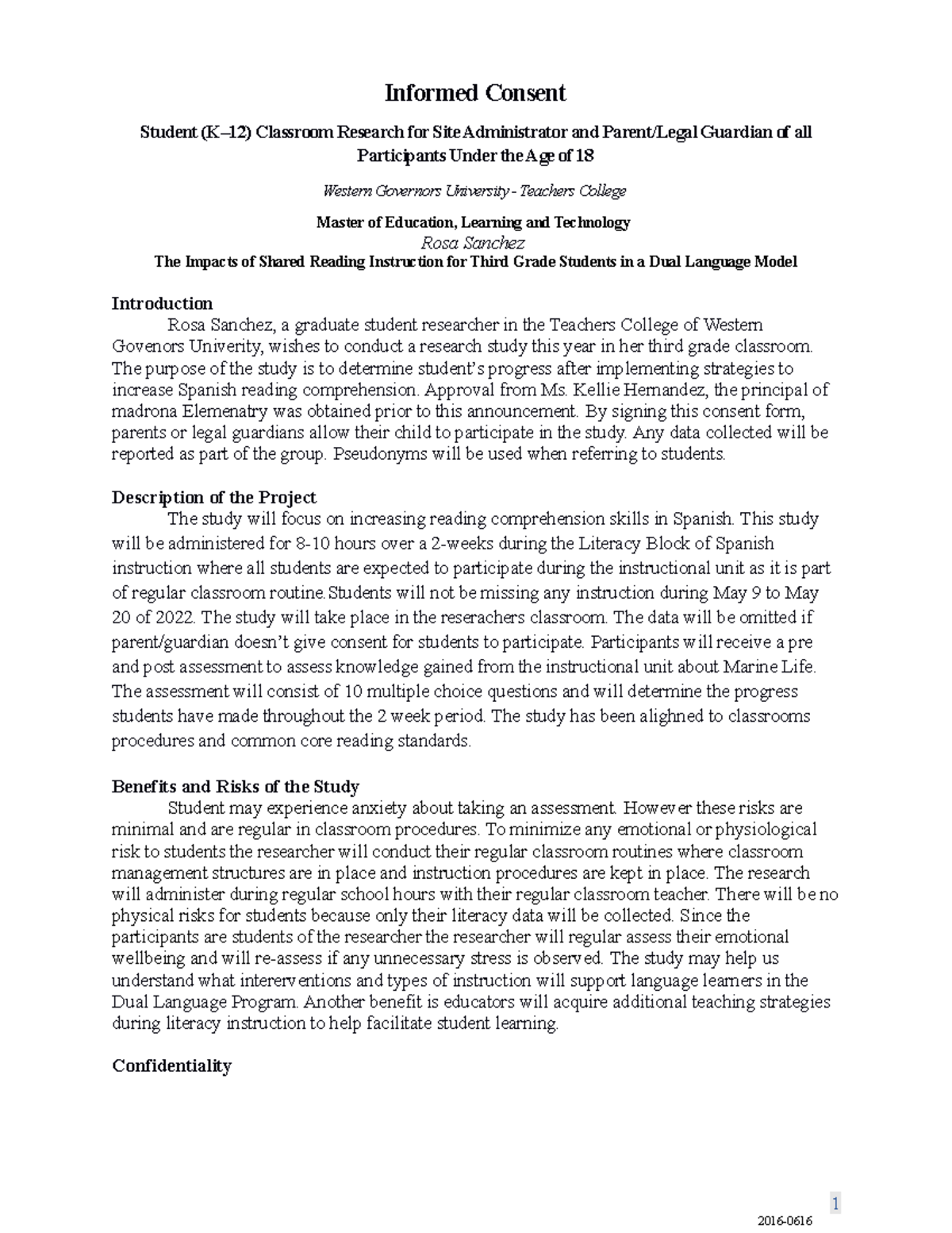 Infromed consent draft 2 - Informed Consent Student (K–12) Classroom ...