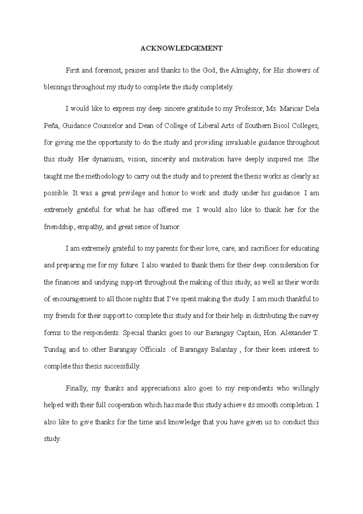 Acknowledgement Major in english ACKNOWLEDGEMENT First and foremost