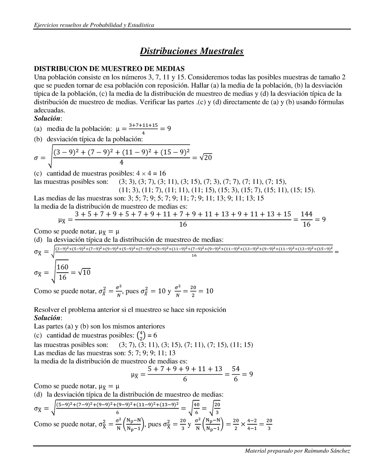 Ejercicios Resueltos Distribuciones Muestrales - Distribuciones ...