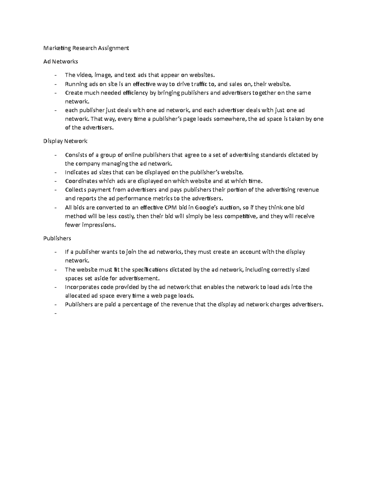 Ad Networks - Ad network assignment - Marketing Research Assignment Ad ...