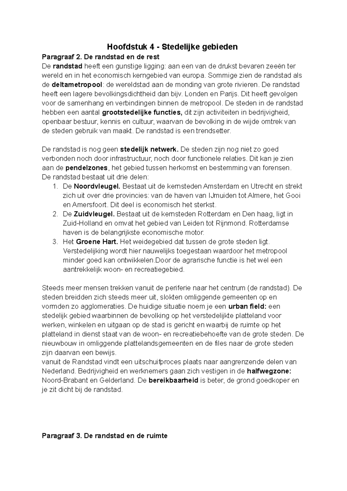 Samenvatting Hoofdstuk 4 - Hoofdstuk 4 Stedelijke Gebieden Paragraaf 2 ...