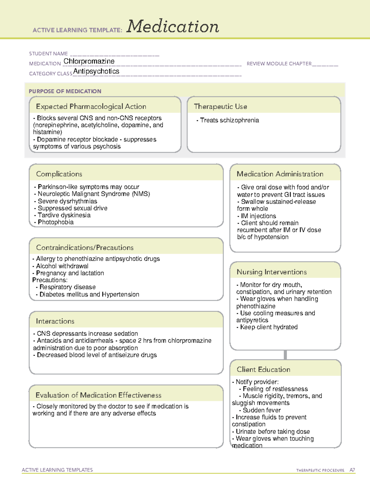 9 chlorpromazine - drug template - ACTIVE LEARNING TEMPLATES ...