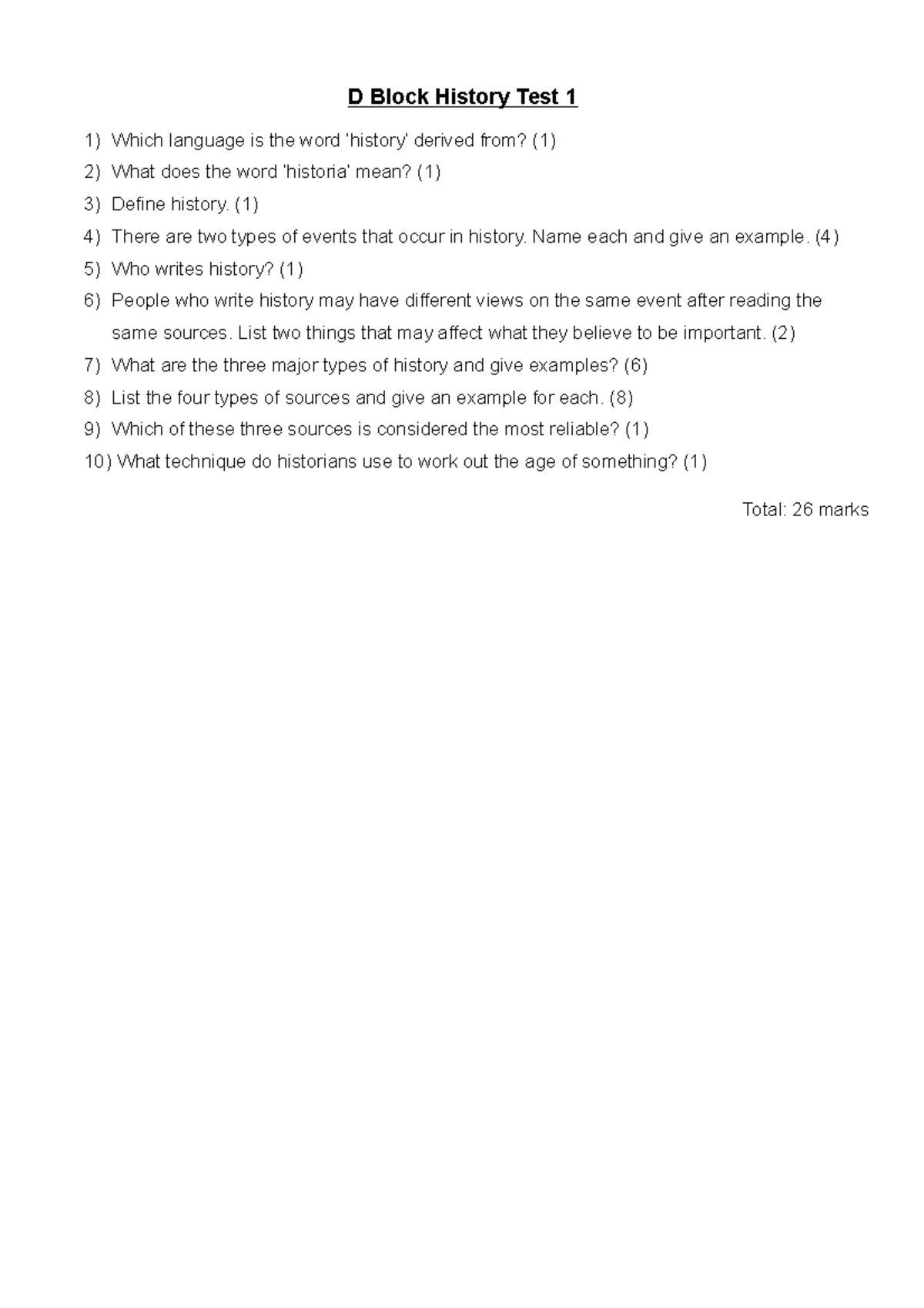 D Block History Test 1 (1) There are two types of events that occur