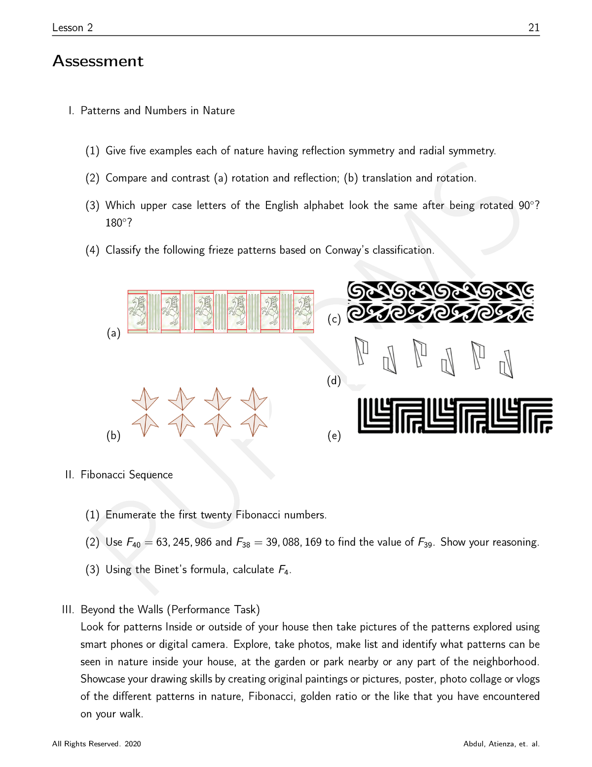 mmw-quiz1-1st-sem-2022-23-pup-dms-lesson-2-21-assessment-i-patterns-and-numbers-in-nature-1