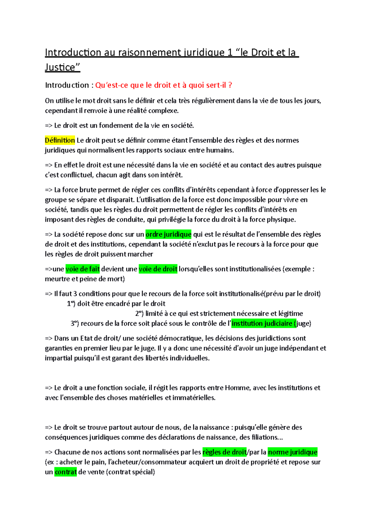 Intro raisonnement juridique 1 Introduction au raisonnement juridique