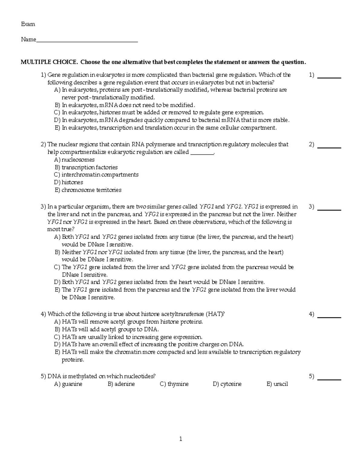 Exam 2019, questions and answers - Exam MULTIPLE CHOICE. Choose the one ...