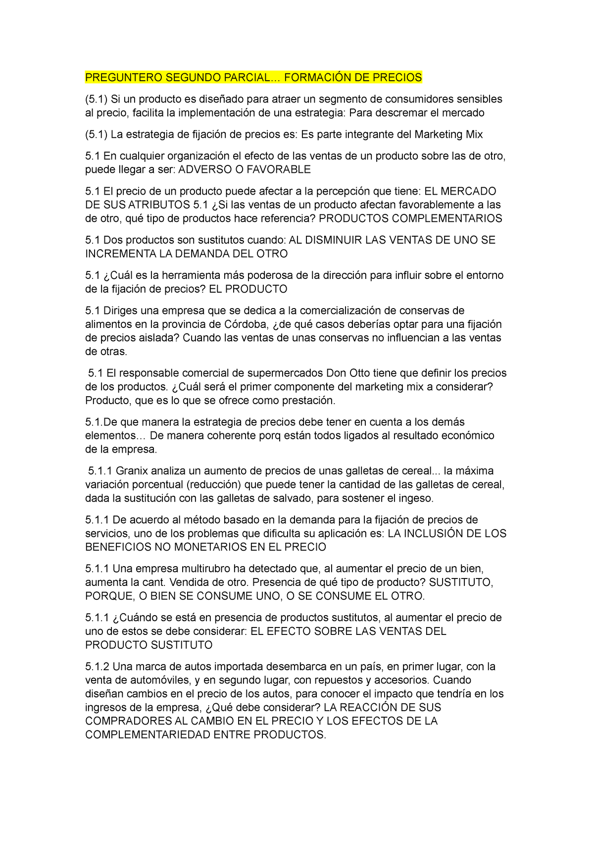 Preguntero Segundo Parcial - PREGUNTERO SEGUNDO PARCIAL... FORMACIÓN DE ...