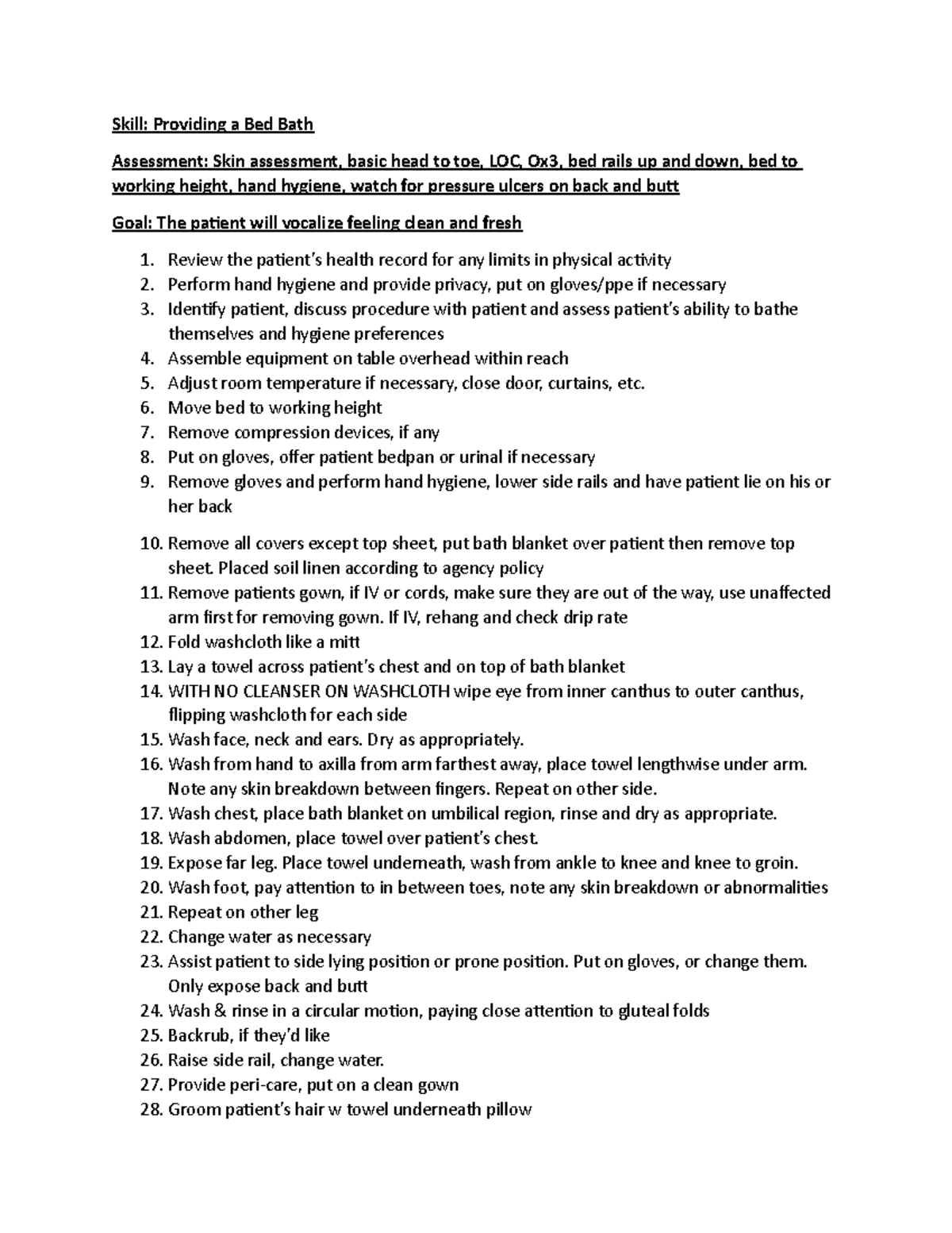 Clinical Nursing Skills Step By Step Guide Skill Providing a Bed