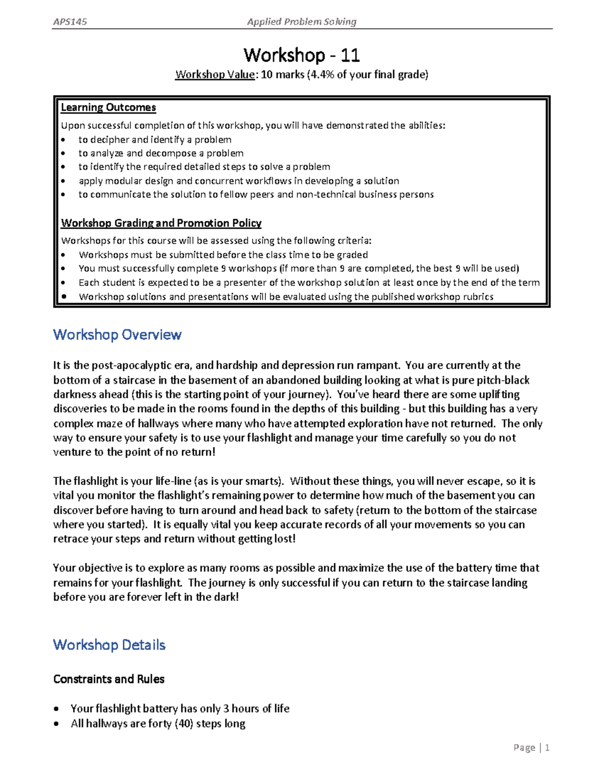 Workshop 11 - Workshop - 11 Workshop Value: 10 marks (4% of your final ...