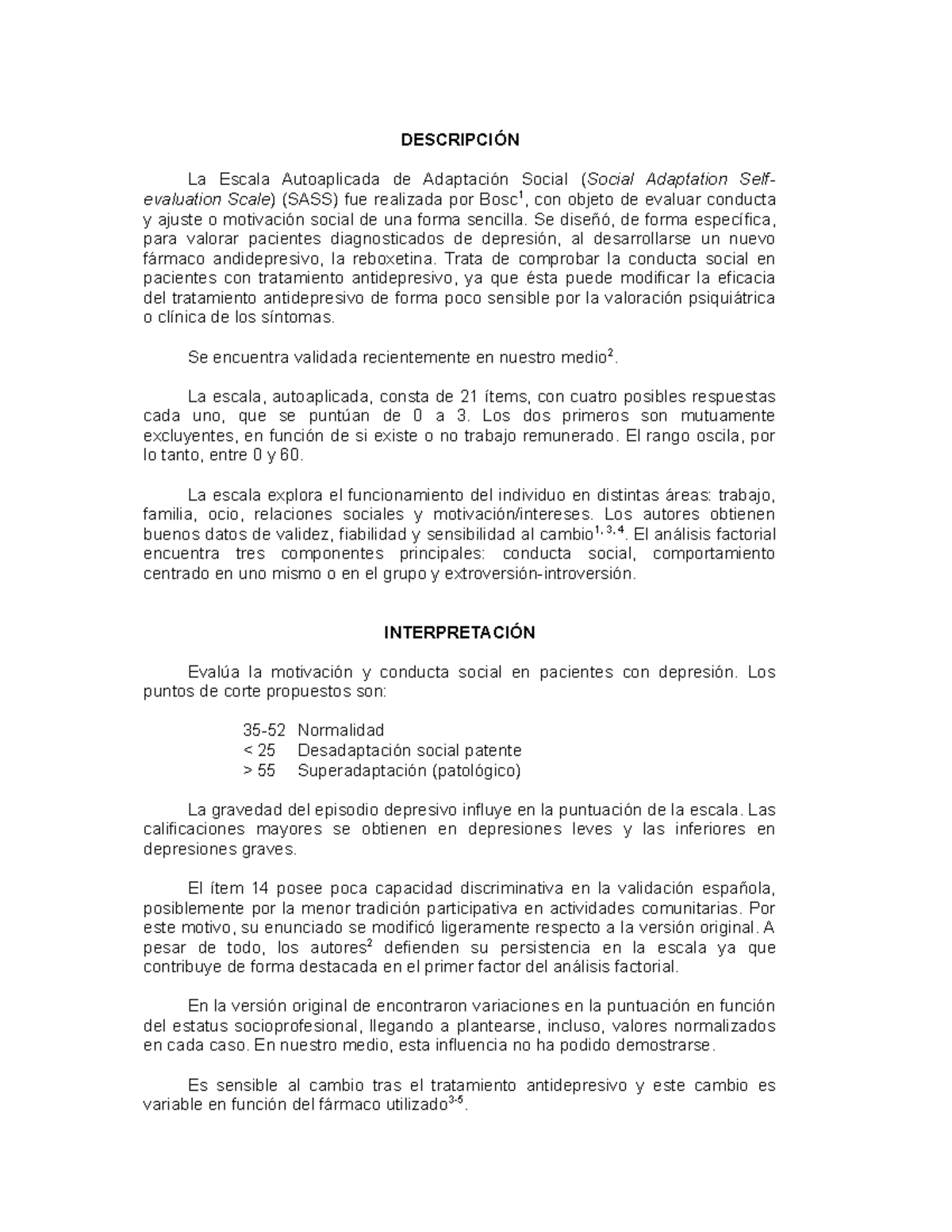 Test-SASS - Guia para la ansiedad social - DESCRIPCIÓN La Escala ...