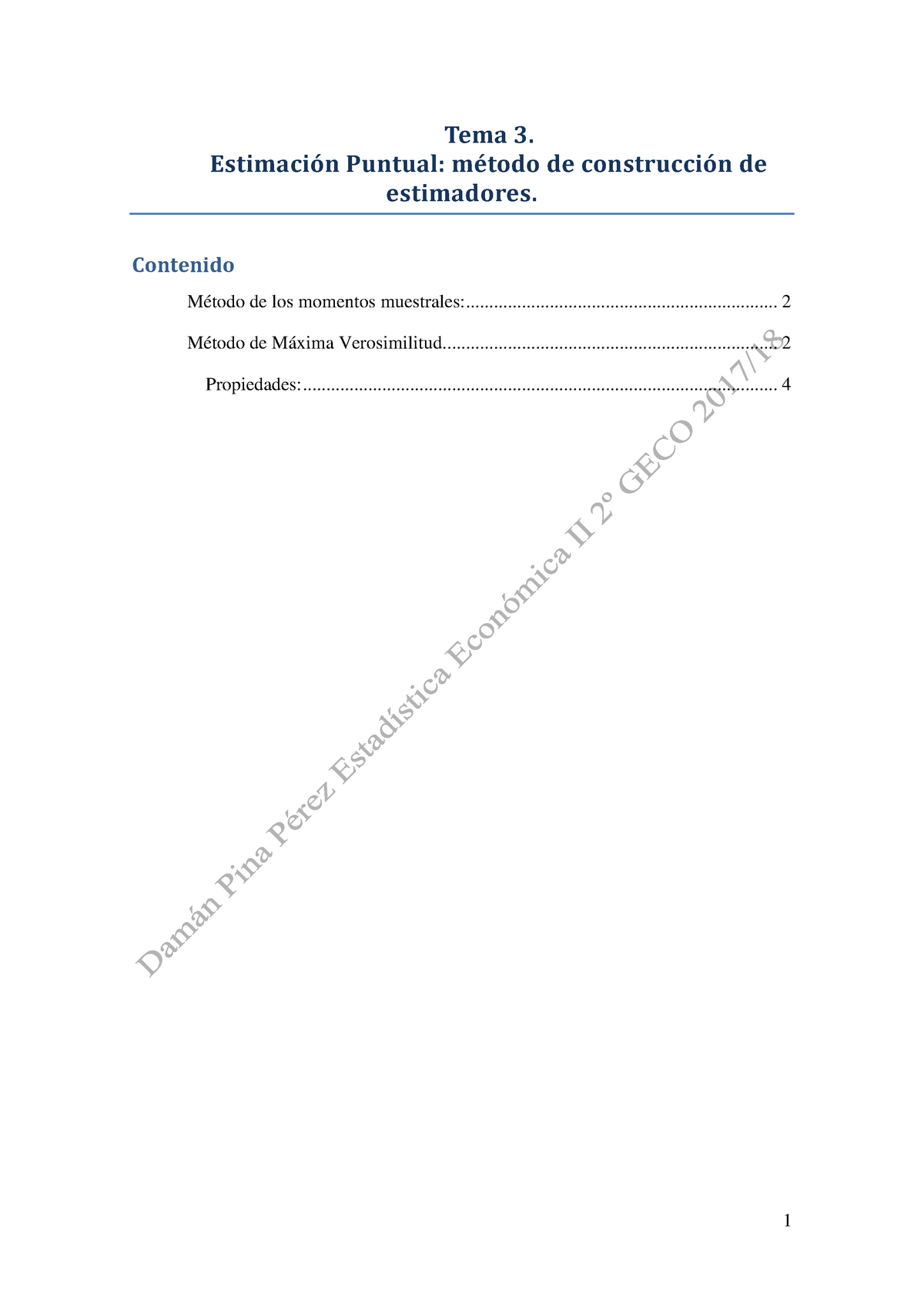 Tema 3 - Estimación Puntual - Métodos De Construcción De Estimadores ...