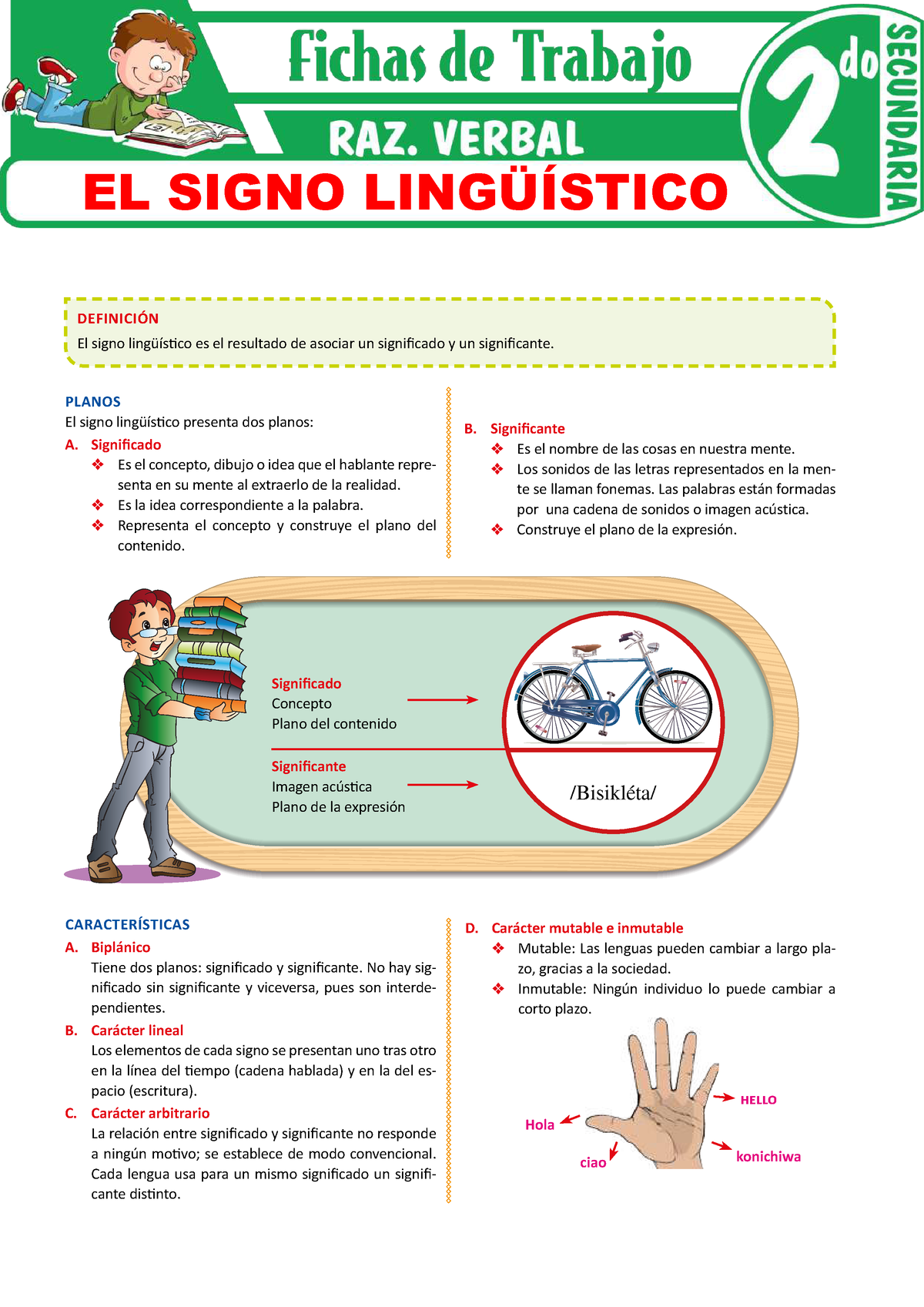 Planos Y Caracteristicas Del Signo Linguistico Para Segundo Grado De ...