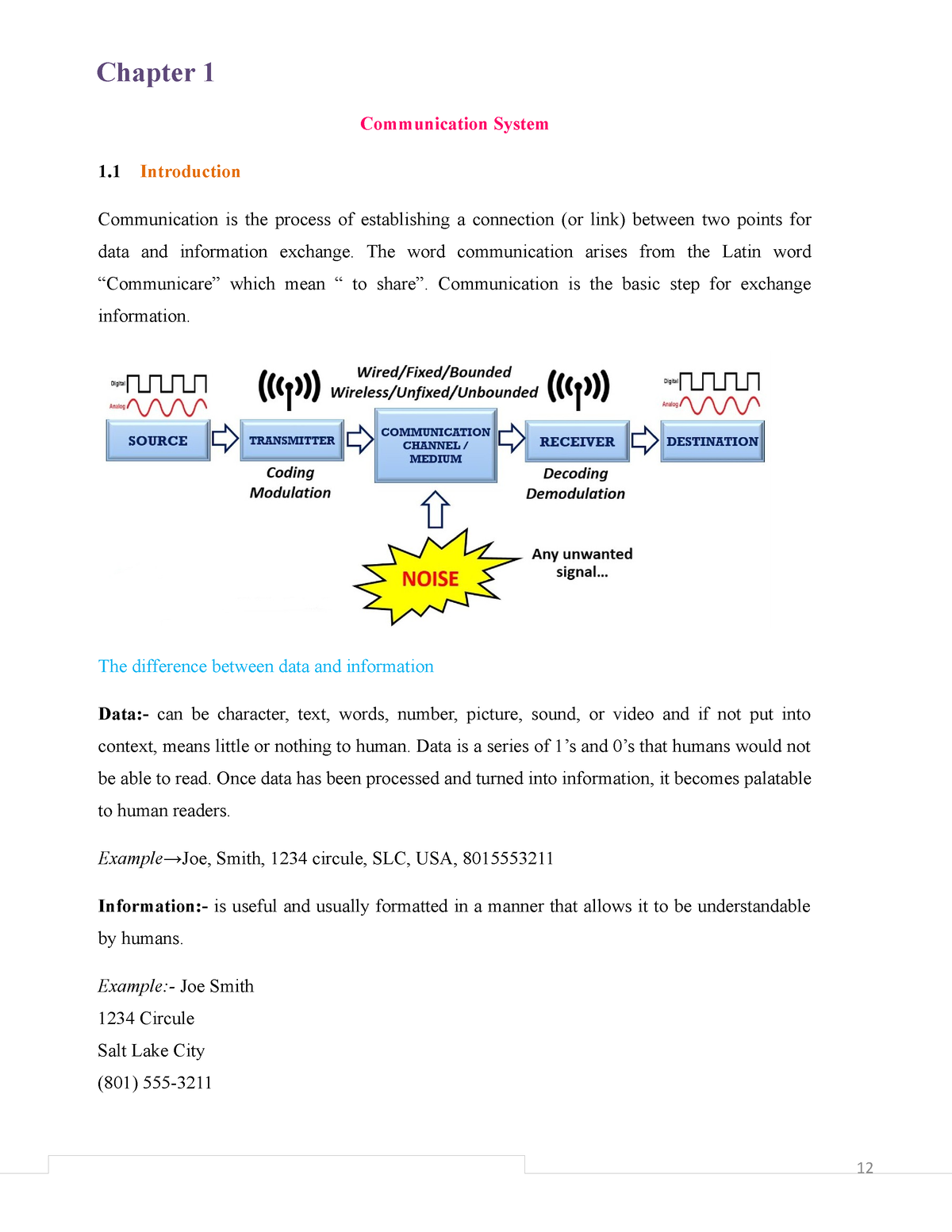 Chapter 1-Communication System - Communication System 1 Introduction ...