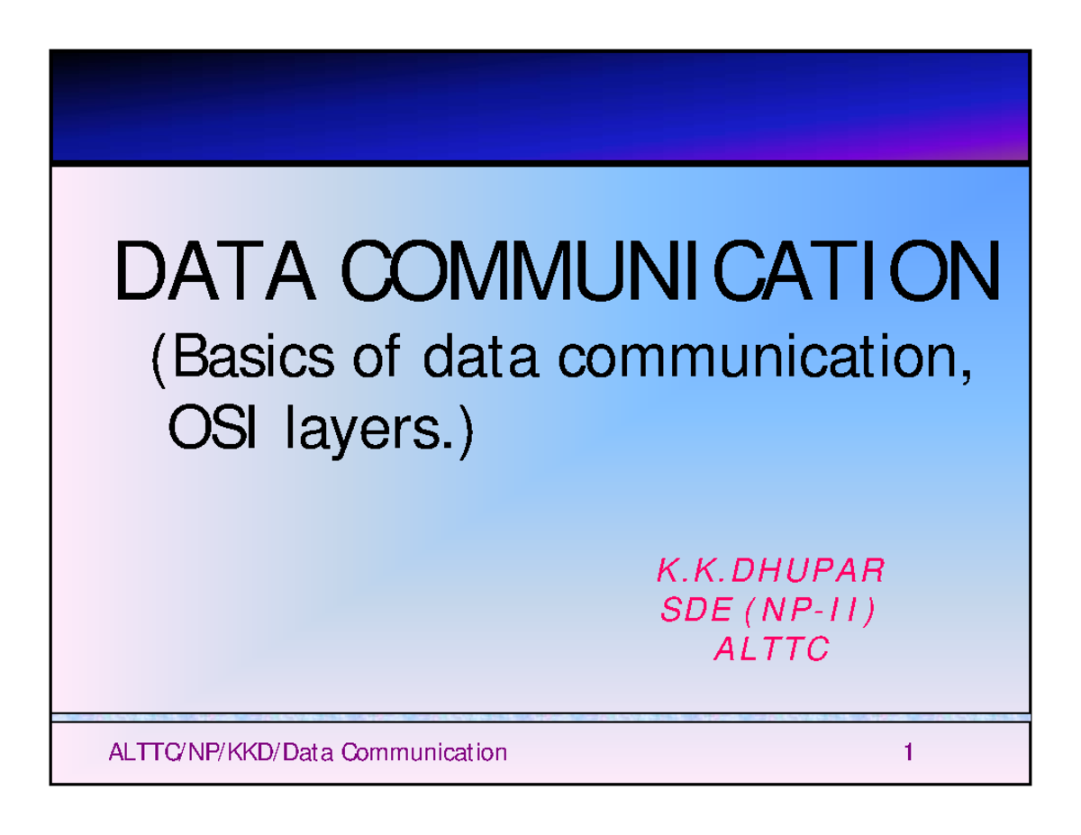 Data communication pdf DATA COMMUNICATION (Basics of data