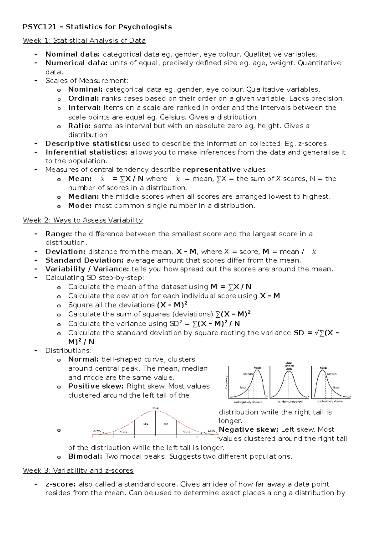 statistics refresher assignment psyc 421