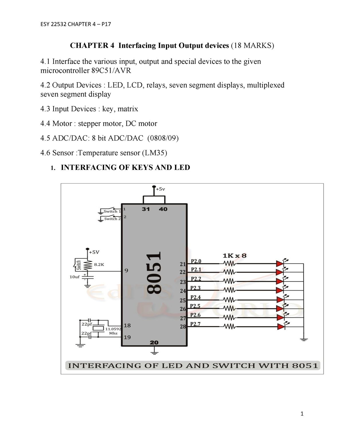 8051 Microcontroller Interfacing With I/O Devices - Microcontroller And ...