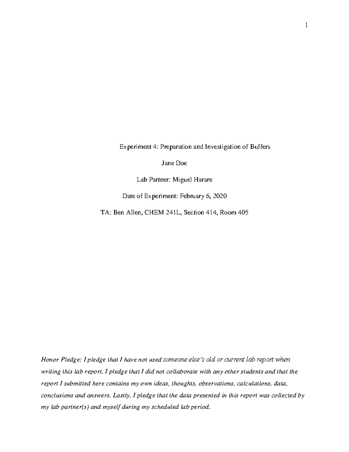 Experiment 4 Report Complete Experiment 4 Preparation and