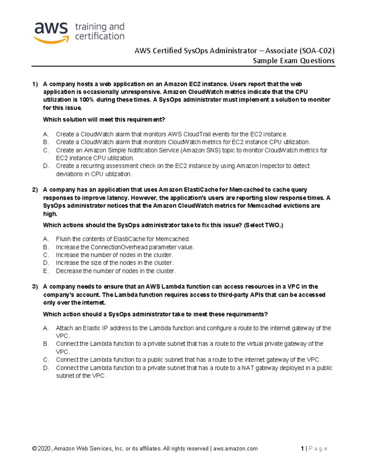AWS-Solutions-Associate Exam