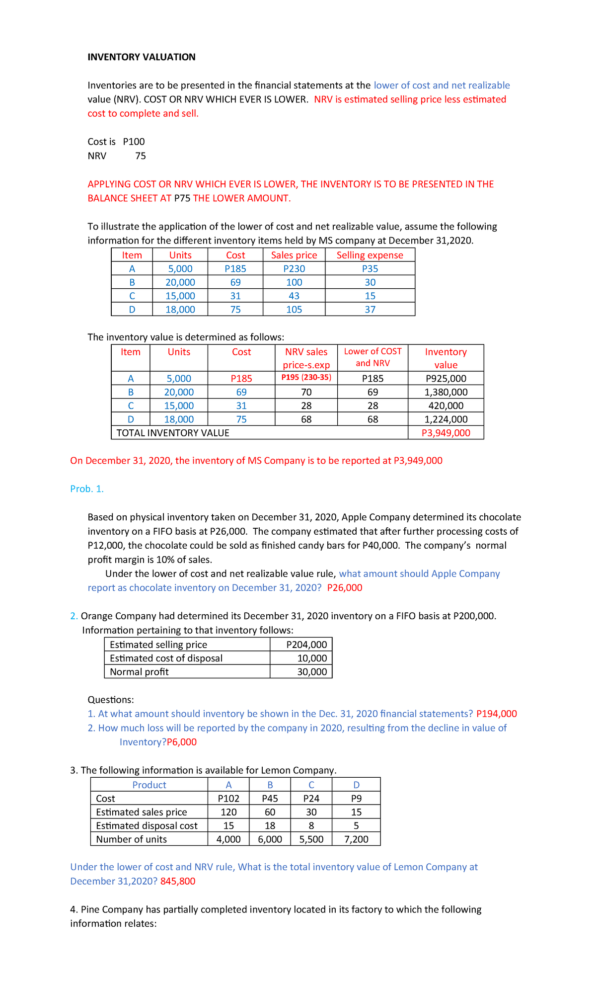 Scribd - Hope it helps. - INVENTORY VALUATION Inventories are to be ...