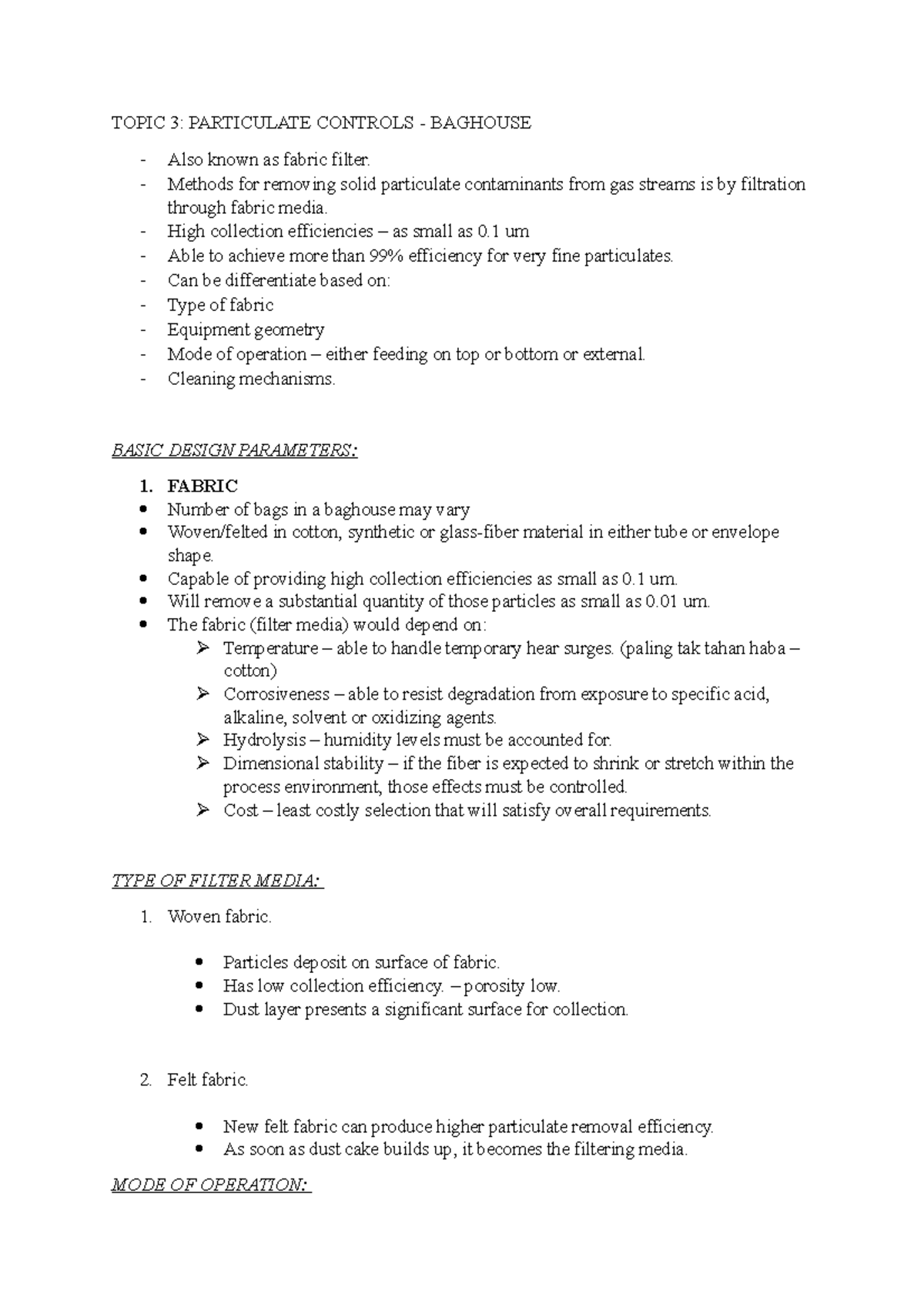 Topic 3.1 - Control Equipment - Baghouse - Air Pollution Control ...