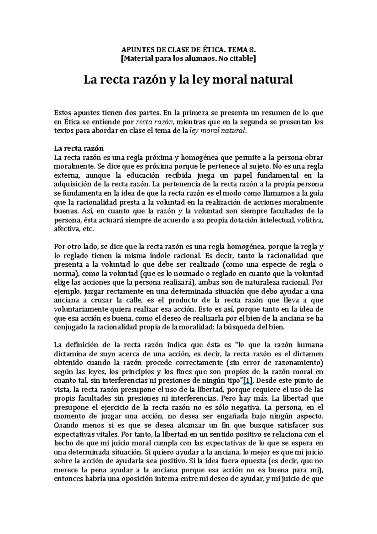 9 la recta razón y la ley moral natural - APUNTES DE CLASE DE ÉTICA ...