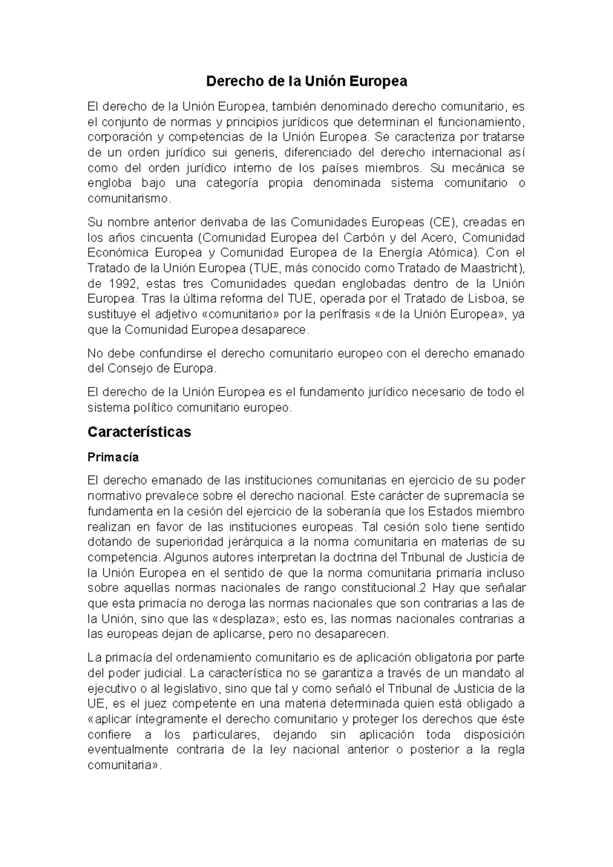 Derecho de la Unión Europea - Derecho de la Unión Europea El derecho de ...