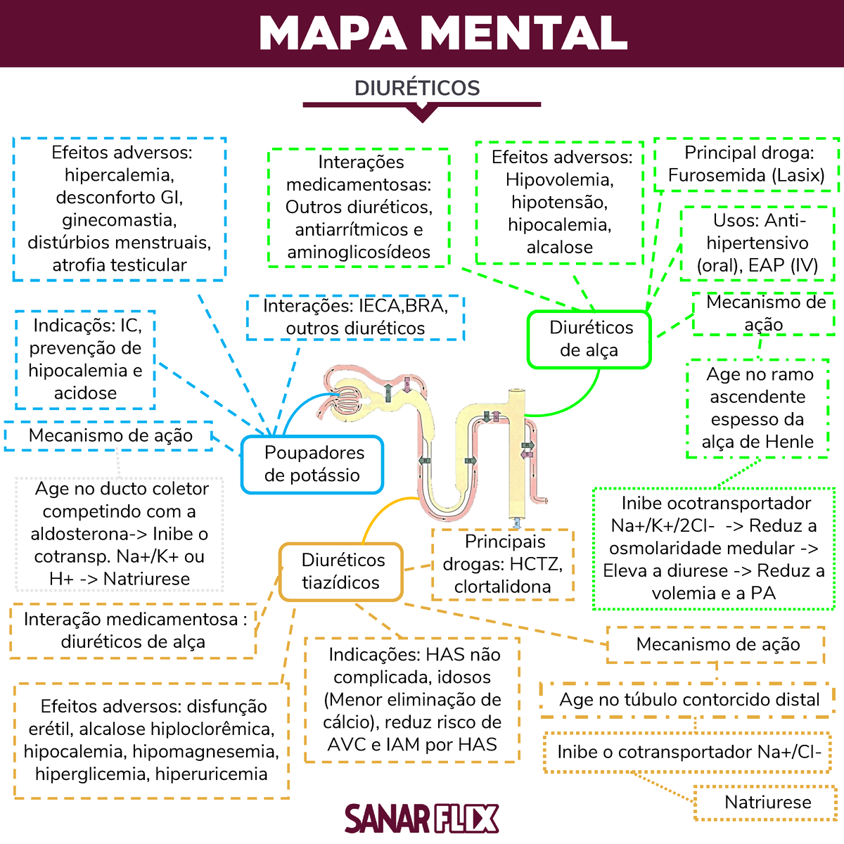 Diuréticos Mapa - Esse material possui um mapa mental bastante explicativa  para ajudar nos estudos - Studocu
