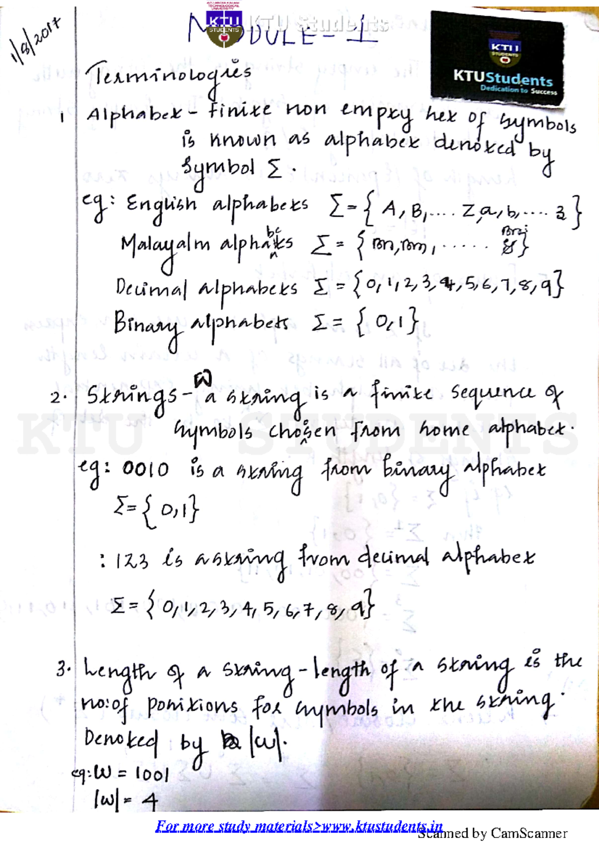 -TOC Module 1-CS301 Theory Of Computation~ktustudents - For More Study ...