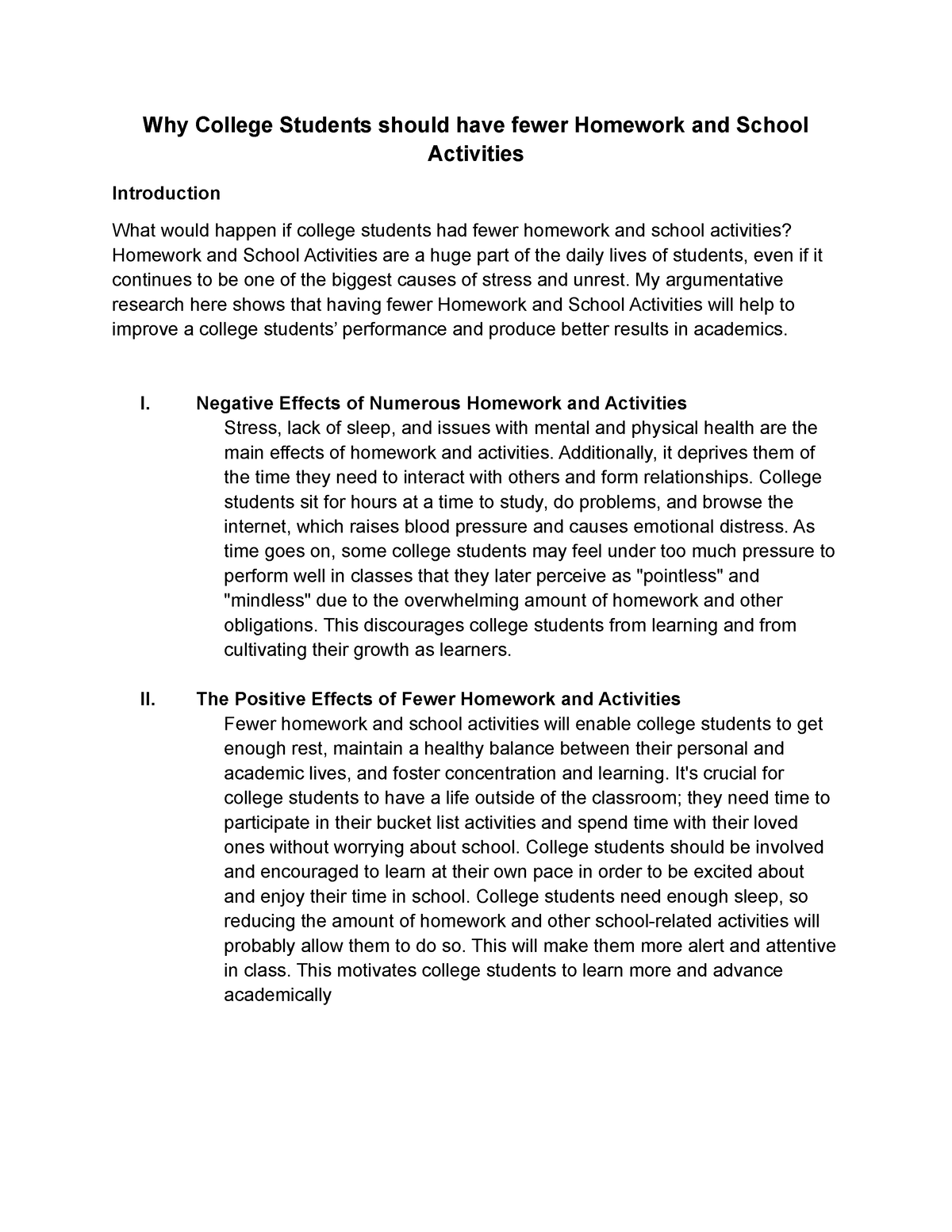 argumentative essay on should schools abolish homework