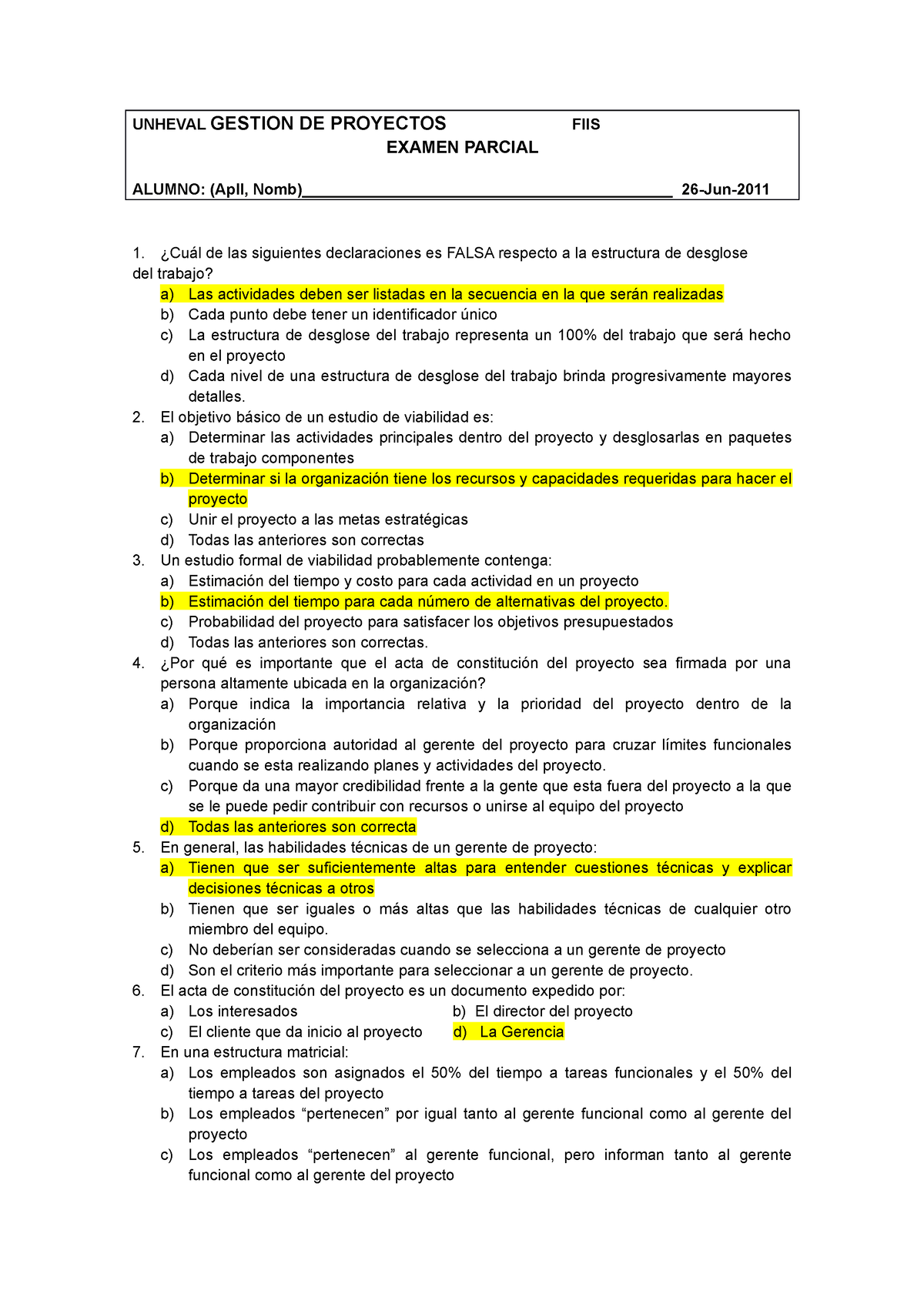 100702901 Gestion De Proyectos Examen Parcial Solucionario 2011 I ...