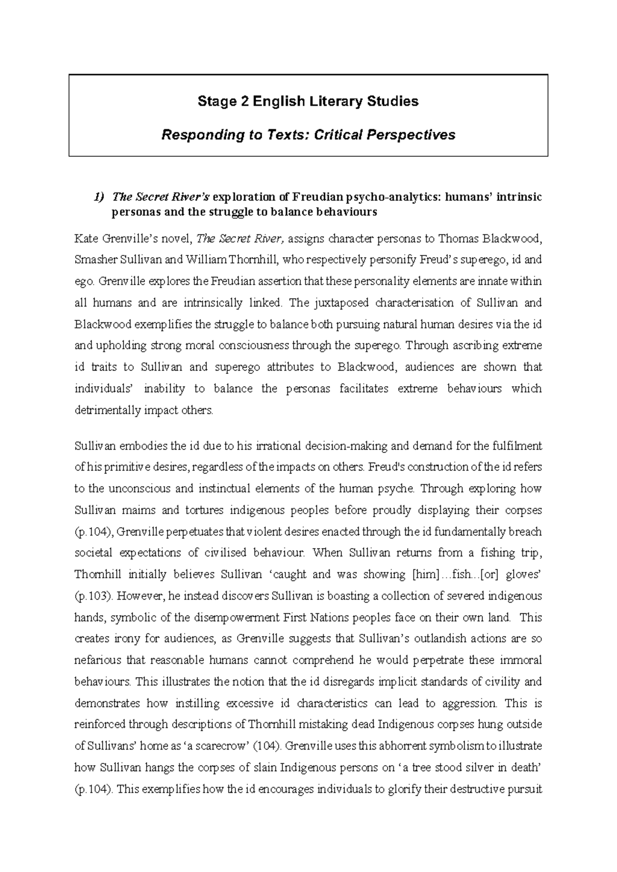 Critical Perspectives OB - Final Submission - Stage 2 English Literary ...