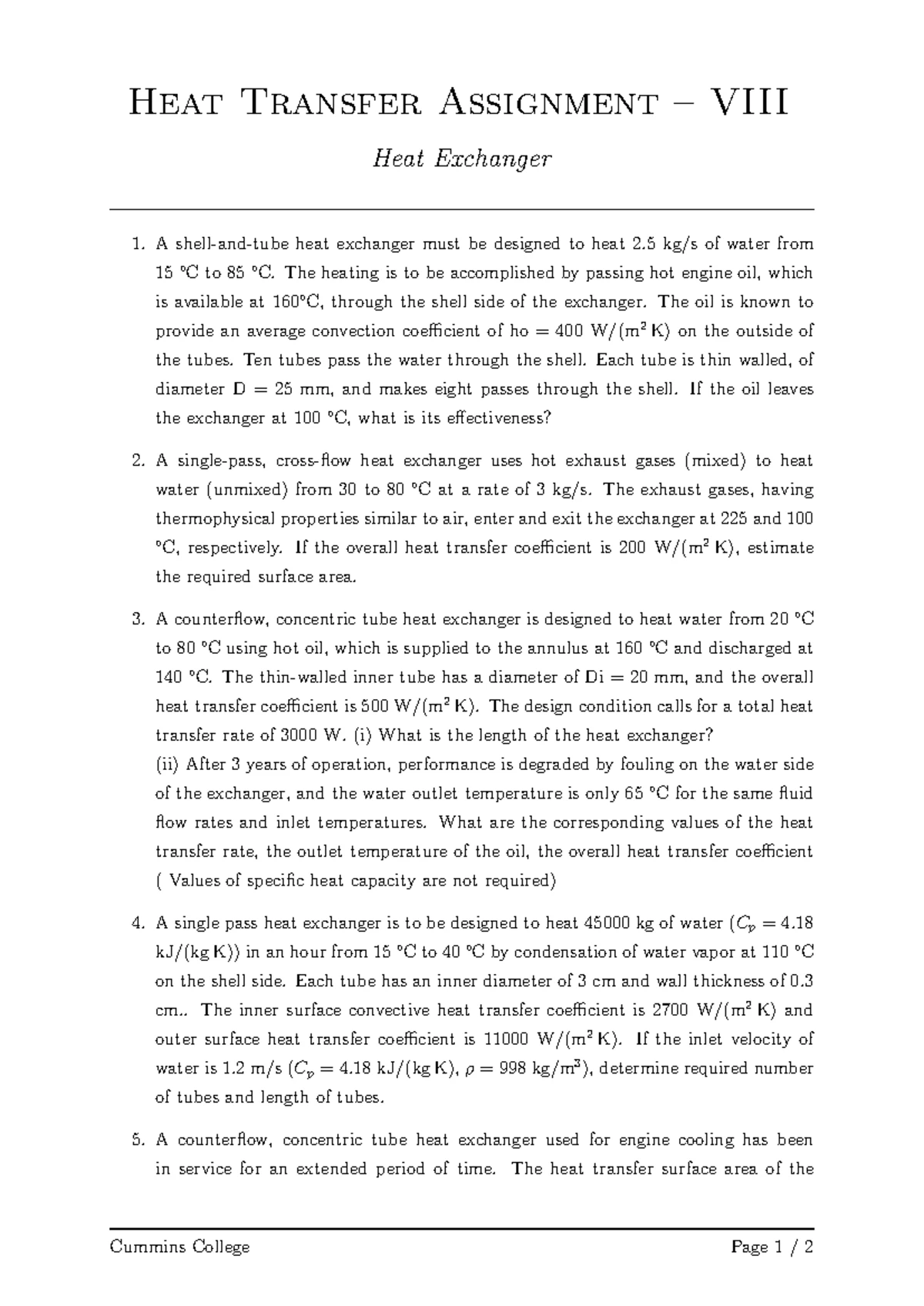 Heat Transfer Syllabus for information - ME 21003 Heat Transfer ...