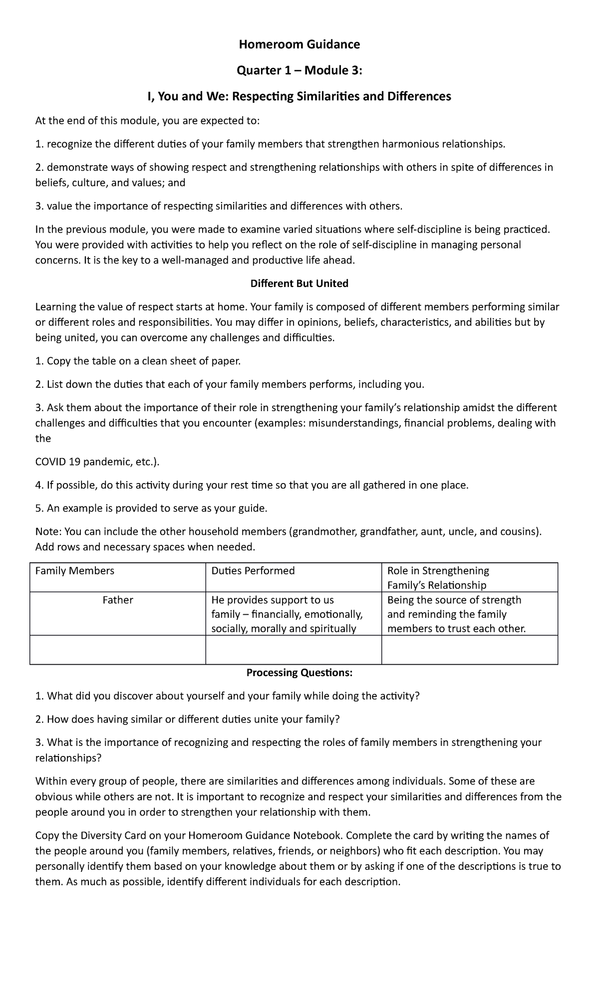 Homeroom Guidance Module 3 - Homeroom Guidance Quarter 1 – Module 3: I ...