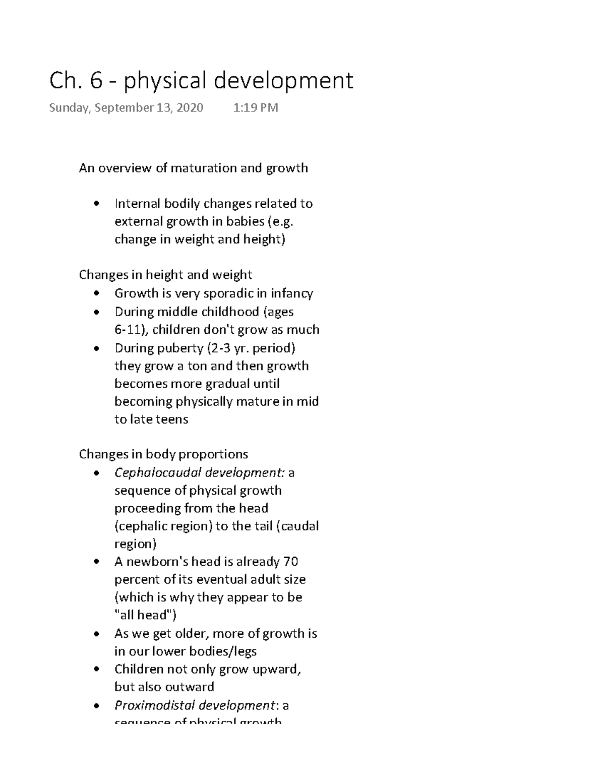 Ch. 6 - Physical Development - An Overview Of Maturation And Growth ...