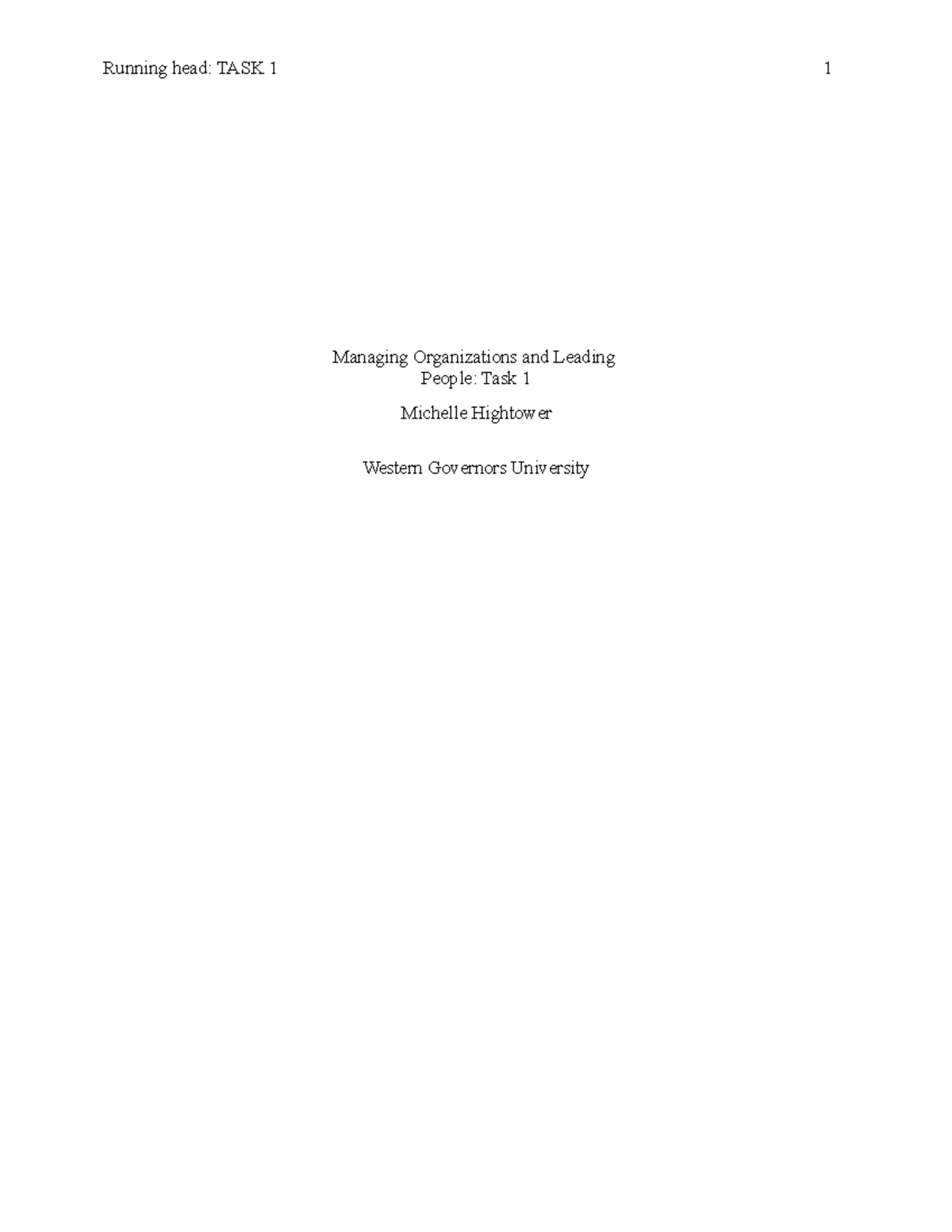 C200 Managing Organizations And Leading People Task 1 PASSED - Managing ...