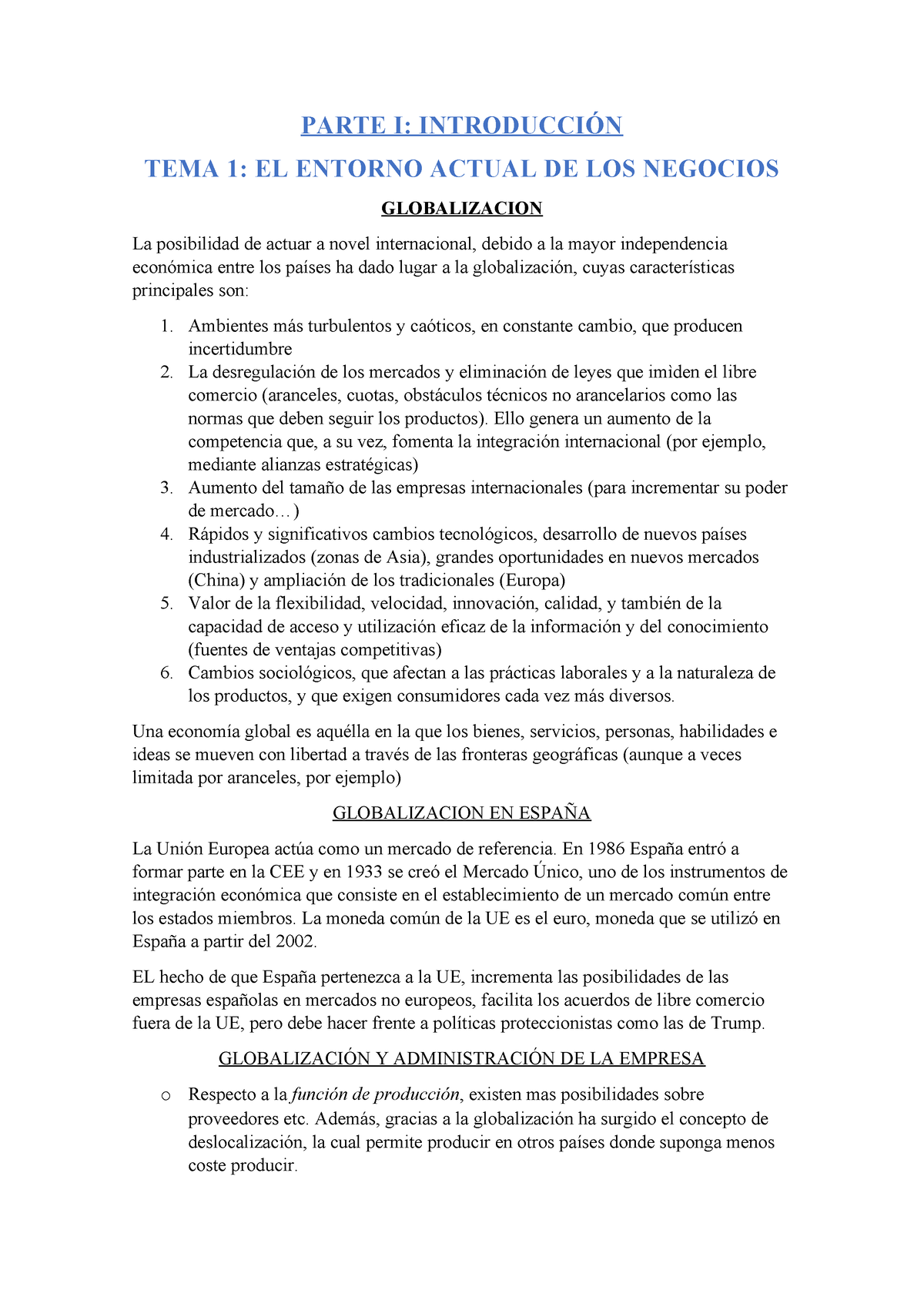 Parte I T1 T2 Entorno Y Rsc Parte I IntroducciÓn Tema 1 El Entorno Actual De Los Negocios 0266