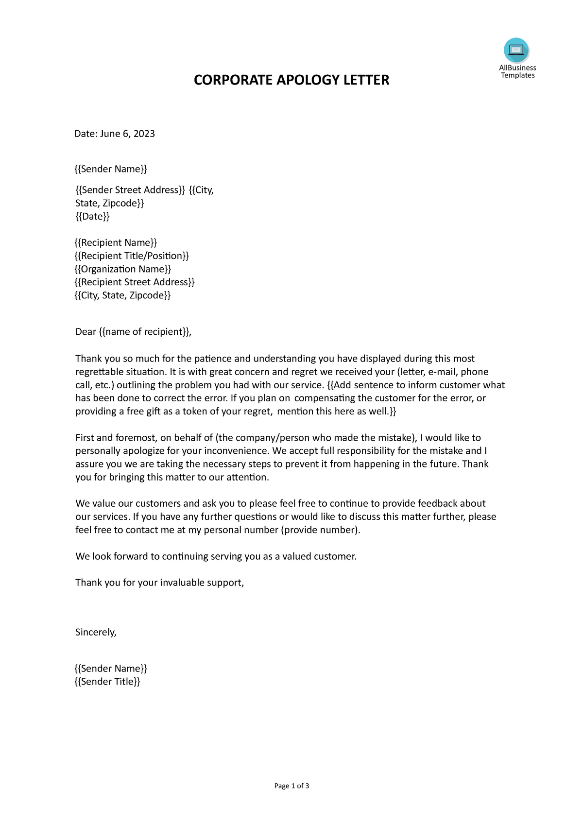 Corporate apology - Very detailed and helpful - CORPORATE APOLOGY ...