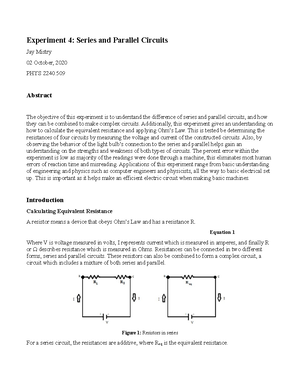 series and parallel circuit experiment report