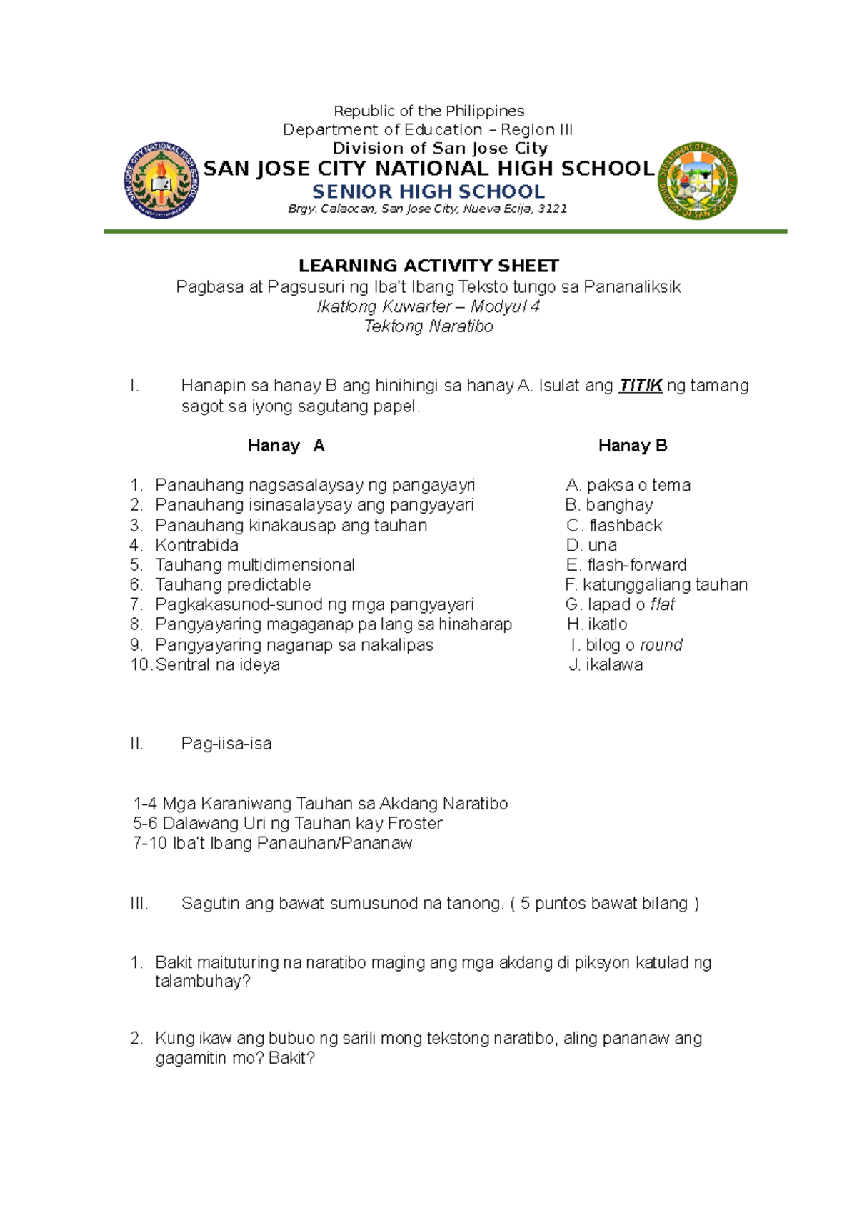 Pag Pag-LAS-4 - pahpag - Republic of the Philippines Department of ...
