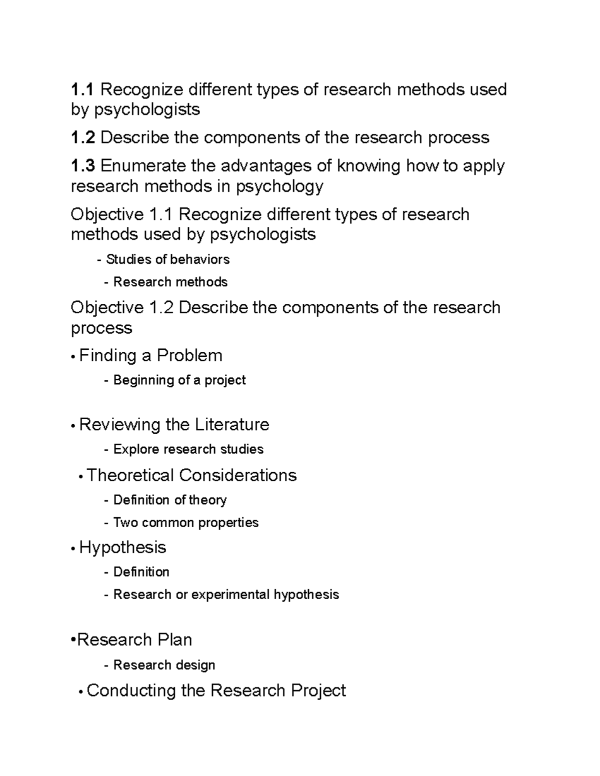 Research method ch. 1 notes - 1 Recognize different types of research ...